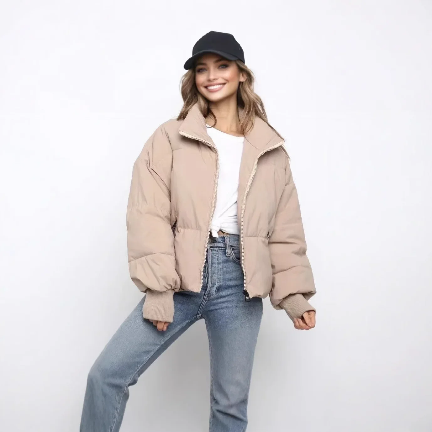 Autumn Winter Women Jackets Thicken Streetwear XS-L Sized Parkas Long Batwing Sleeve Pockets Fashion 2026 Female Coats