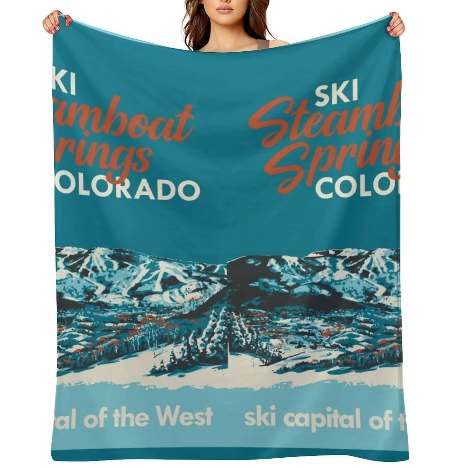 

Steamboat Springs Vintage Ski Poster Throw Blanket funny gift Soft Sofa Throw Fashion Sofas Blankets