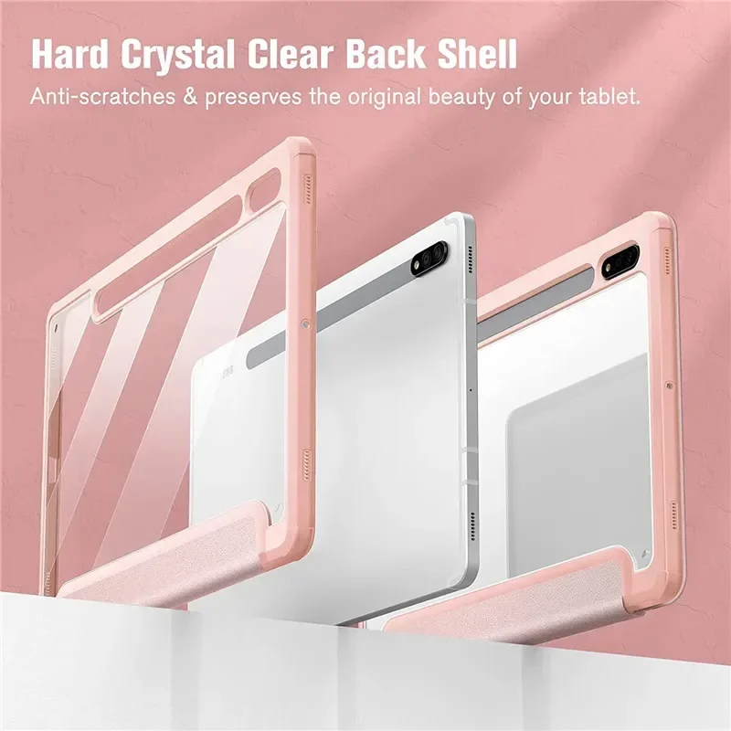 Funda trasera transparente con Portalápices para tableta, carcasa para Samsung Galaxy Tab S9, S8, S7 Plus, FE, 12,4 pulgadas, S9, S7, S8, 11 pulgadas, 2023