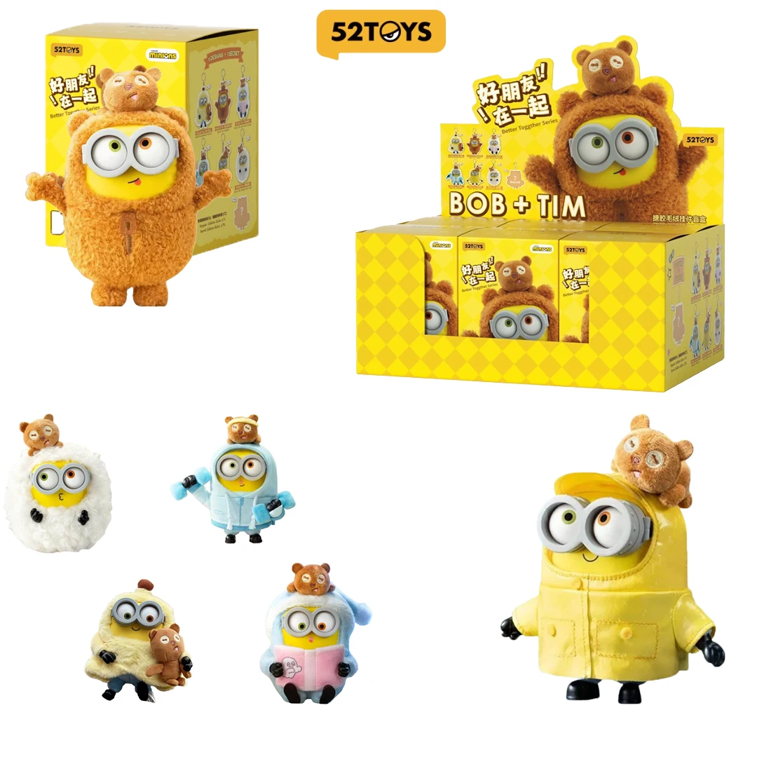 Minions BOB &TIM Better Together Series Blind Box Plush Keychain Cute Cartoon Figure Pendant Trendy Collect Toys Birthday Gift