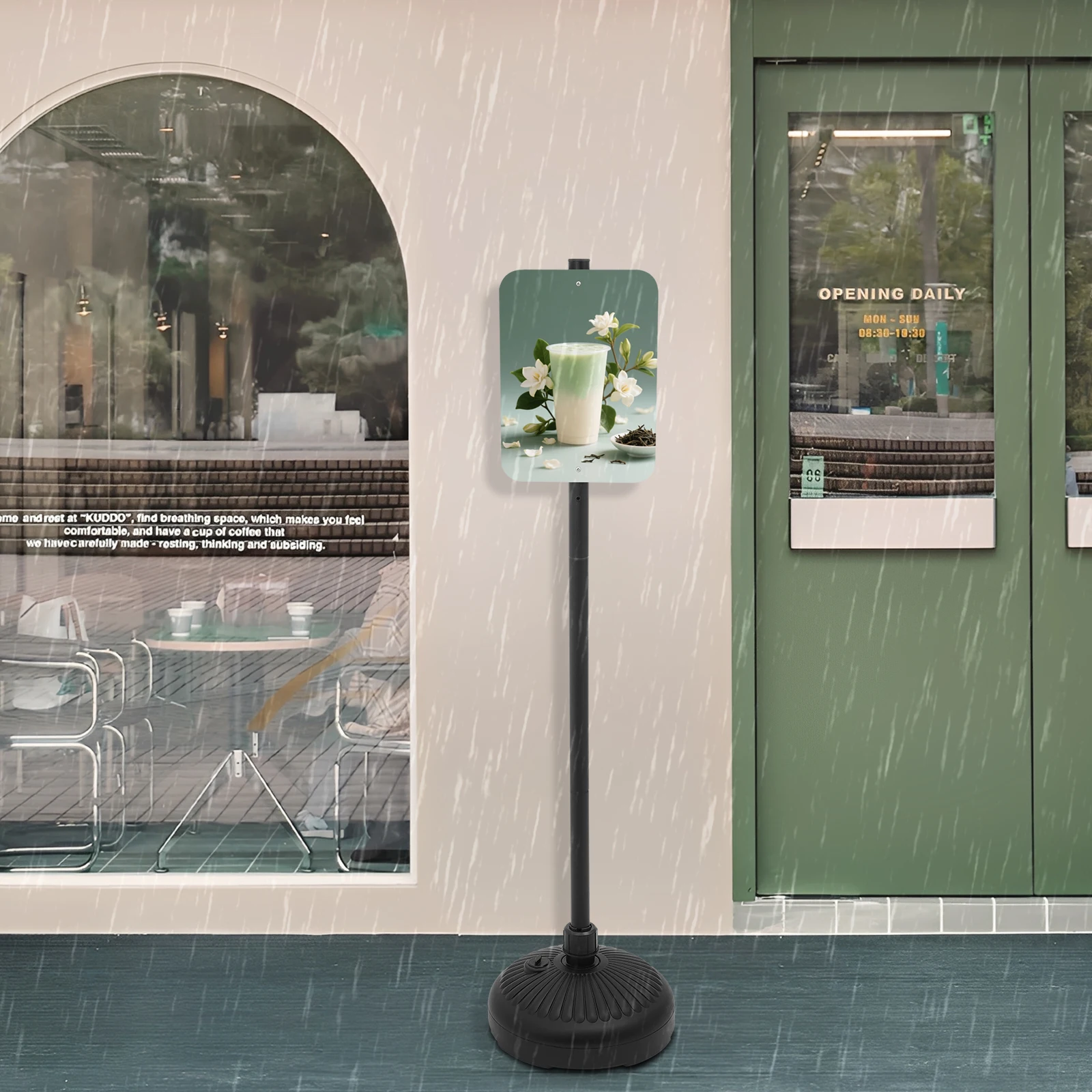 

Dual-Sided Sign Holder Stand for Indoor and Outdoor Use, Floorstanding Sign Holder Stand, Sign Holder Stand with Round Base