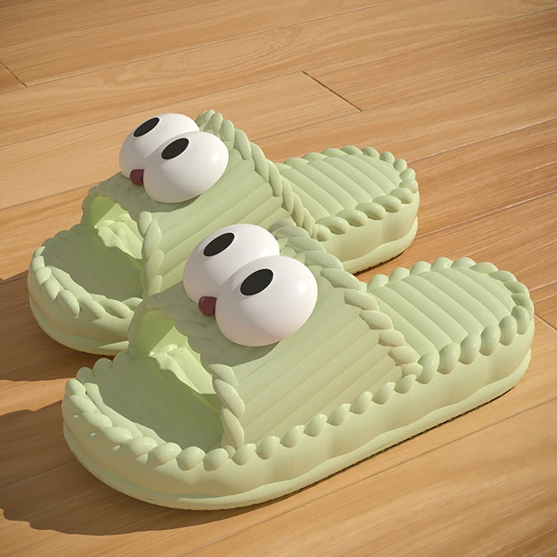 Büyük Gözler Platformu Terlik Kadınlar için Yaz Hafif Yumuşak Taban Bulut Slaytlar Kadın Burnu açık Kaymaz Rahat Plaj Flip Flop