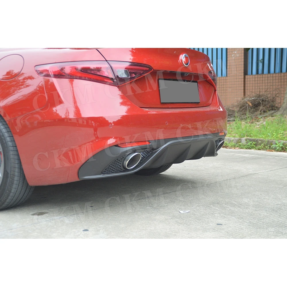 Rear Bumper Diffuser Spoiler with Exhaust Tips for Alfa Romeo Giulia 2017-2020 Standard Upgrade To Sport Style PP Bumper Guard