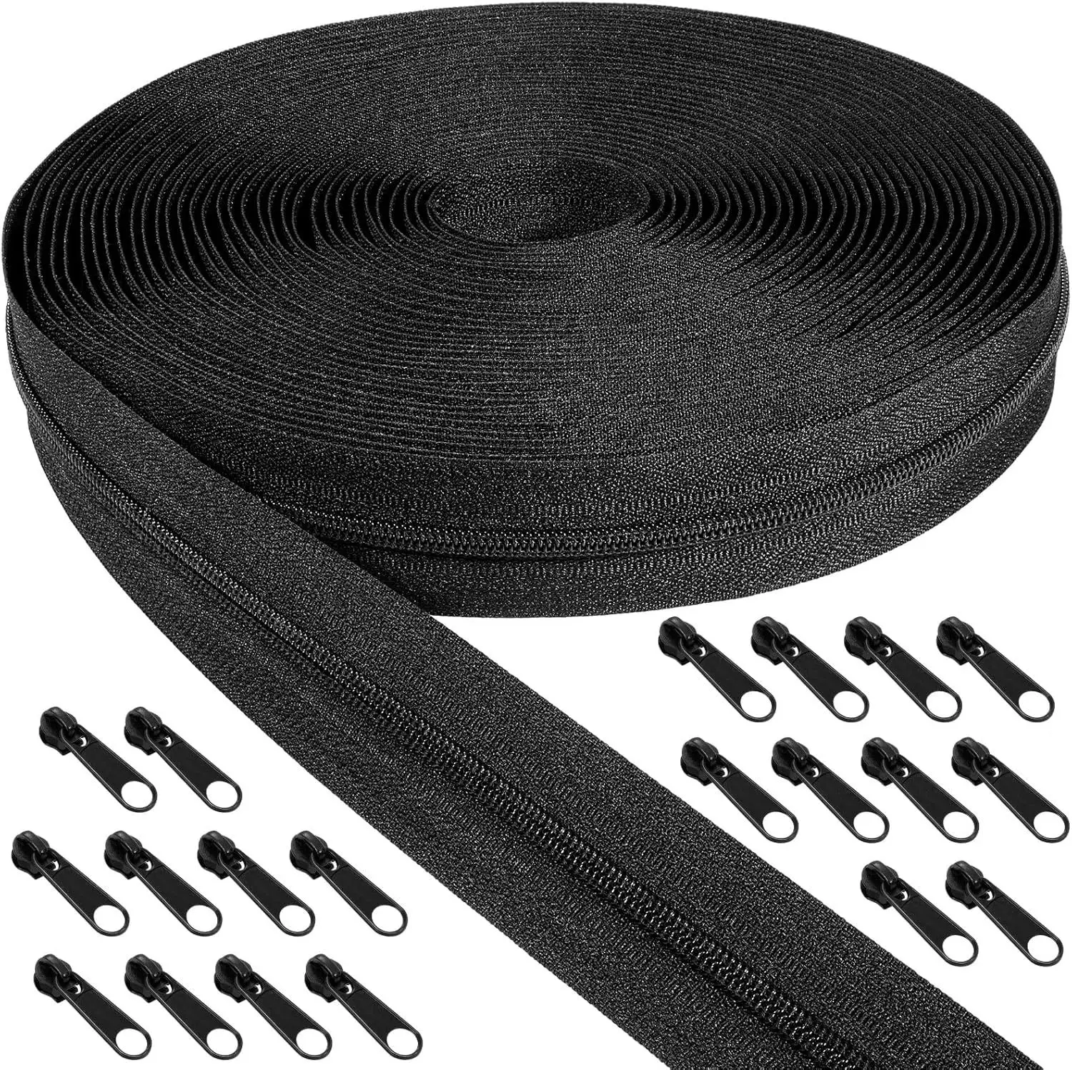 

【10 Meter Zipper #3 with 20 Pulls】Nylon Separating Zipper for Clothing, luggage, Furniture Covers - Sewing Replacement Parts
