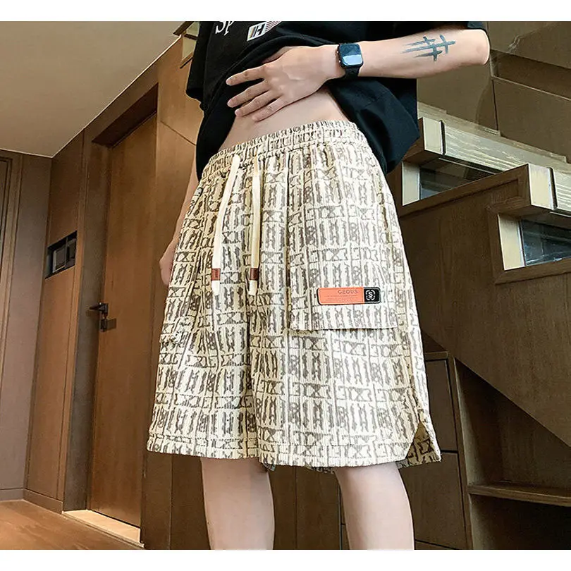 

Teenage Boys' Summer Sports Baskeall Loose Five-Point Casual American Sle Mid-Waist orts Faionable Youth Active