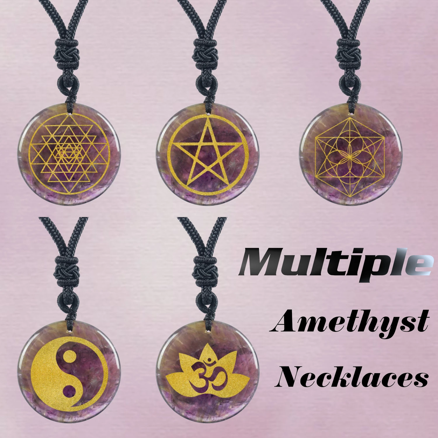 

27+Muster Natural Amethyst Necklace for Men And Women Elegant Crystal Stone Chakra Energy Healing Pendants Jewelry Gift