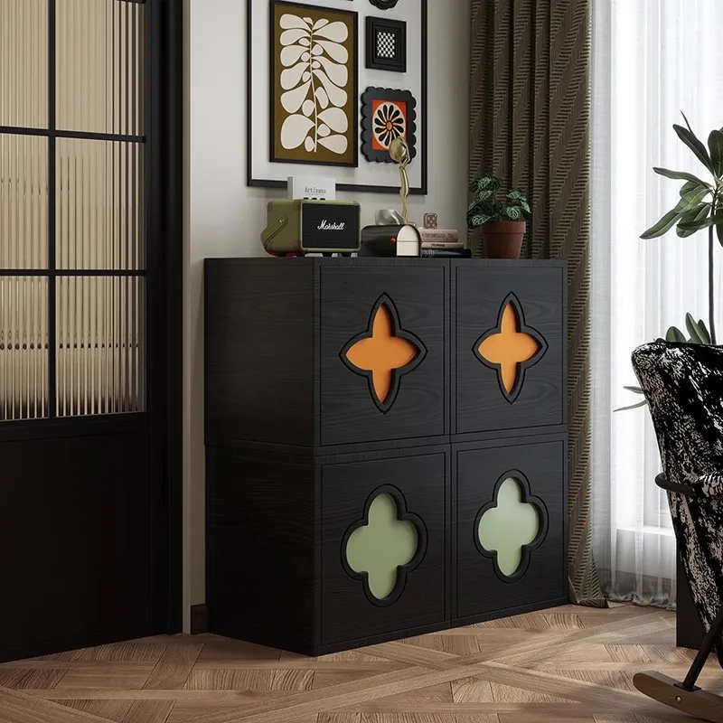 

French retro module combination solid wood cabinet household living room bedroom entrance TV cabinet locker creative dining side