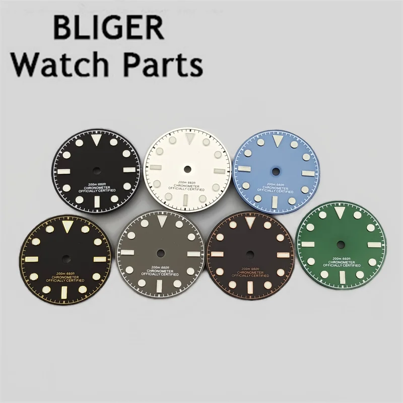 

BLIGER 28.9mm black Blue Green Grey watch dial luminous fit NH35 NH36 ETA2824 2836 Mingzhu DG2813 3804 Miyota 8215 movement