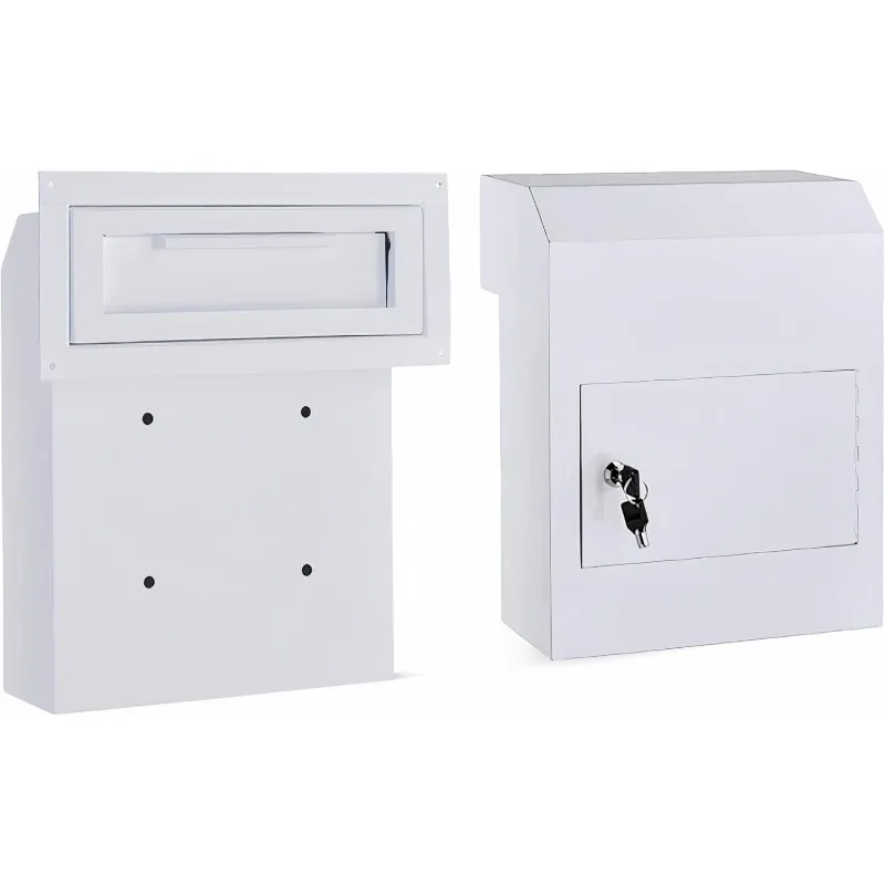 Through-the-Door Locking Key Drop Box Heavy Duty Rainproof Door Mail Slot Drop Boxes for Business with Tubular Lock Keys Baffle