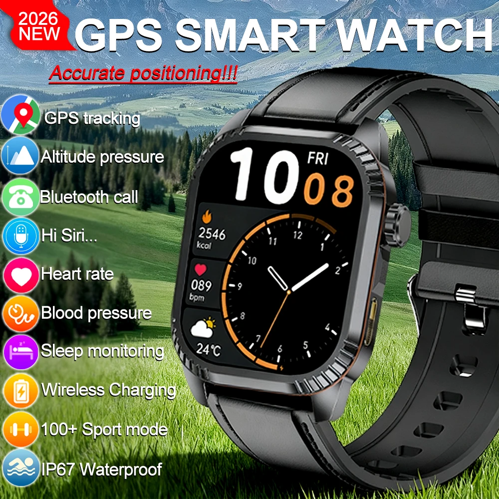 

2026 New GPS Tracking Smart Watch 1.95inch HD Screen LED Flashlight Multiple Sport Modes Waterproof Bluetooth Call Smart Watch