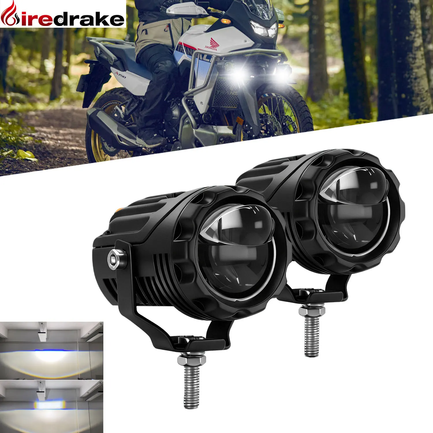 Motorcycle LED Auxiliary Headlight High/Low Protector High Beam Bicycle Led Spotlight  6000K for ATV Truck Dirt Bike SUV UTV