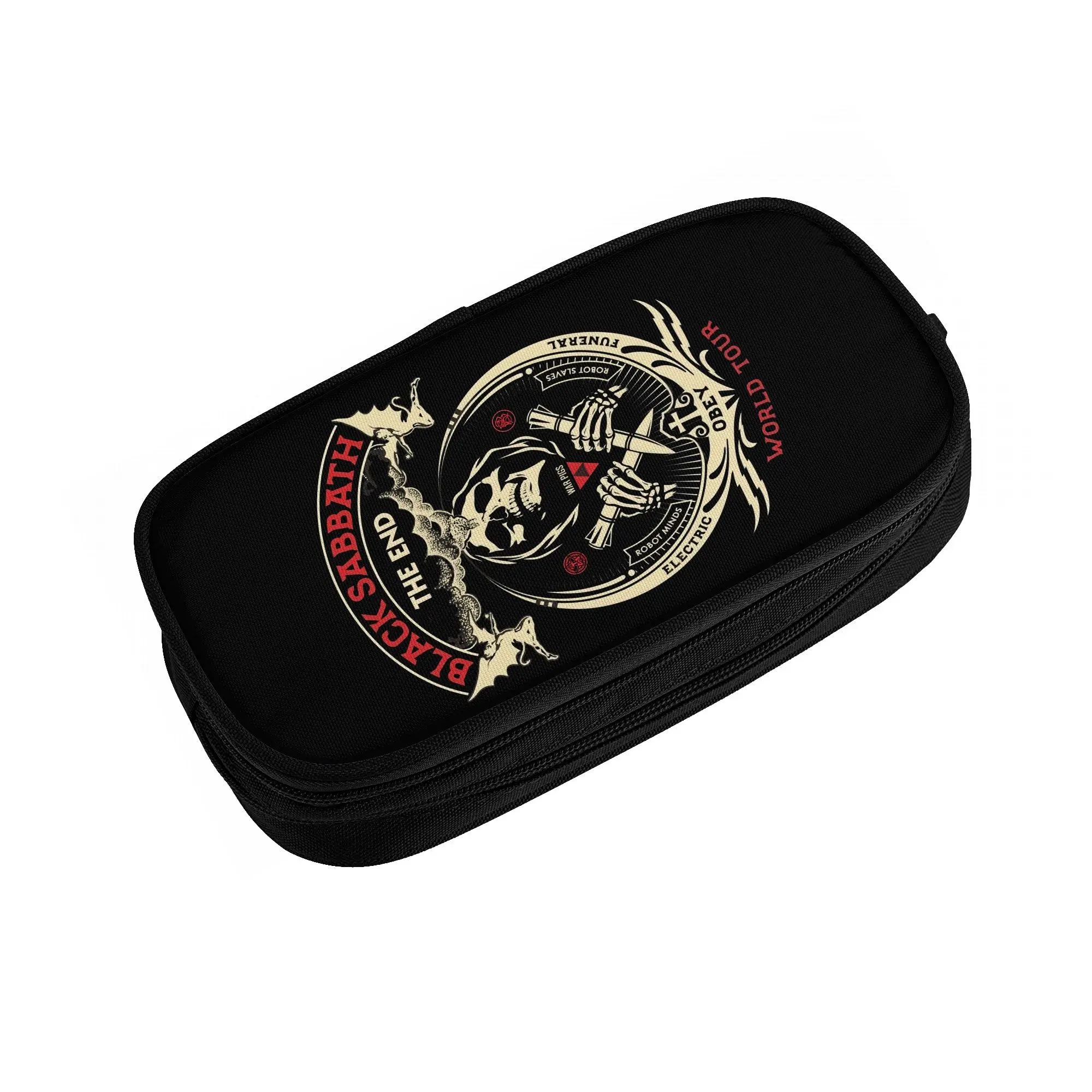 Kawaii English Heavy Metal Band Black Sabbath  Pencil Case for Girls Boys Large Capacity  Pencil Pouch School Supplies