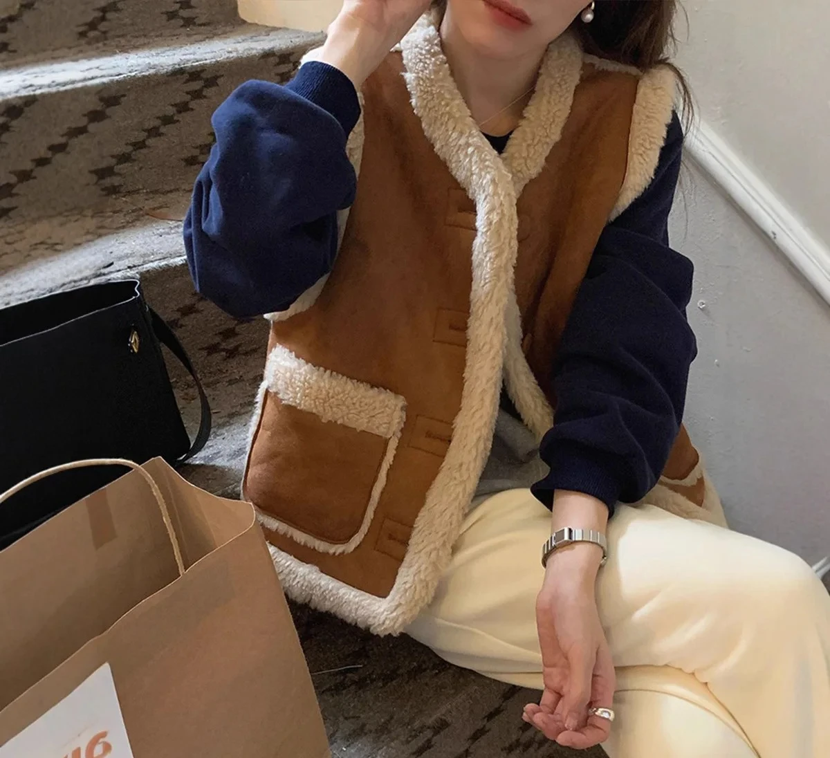 

Осень-зима винтажный замшевый шерстяной женский свободный кардиган в стиле