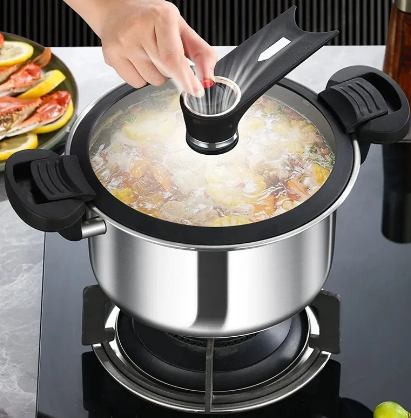 Household Portable 304 Stainless Steel Pressure Pot Energy Efficient Fast Stewing Cooking Vessel For Daily Kitchen Use