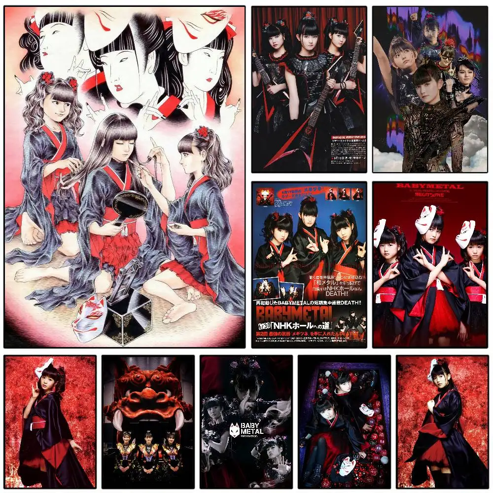 Babymetal B-Babymetal Pop Group Music Star Poster Art with prints Home bedroom living room decoration gift