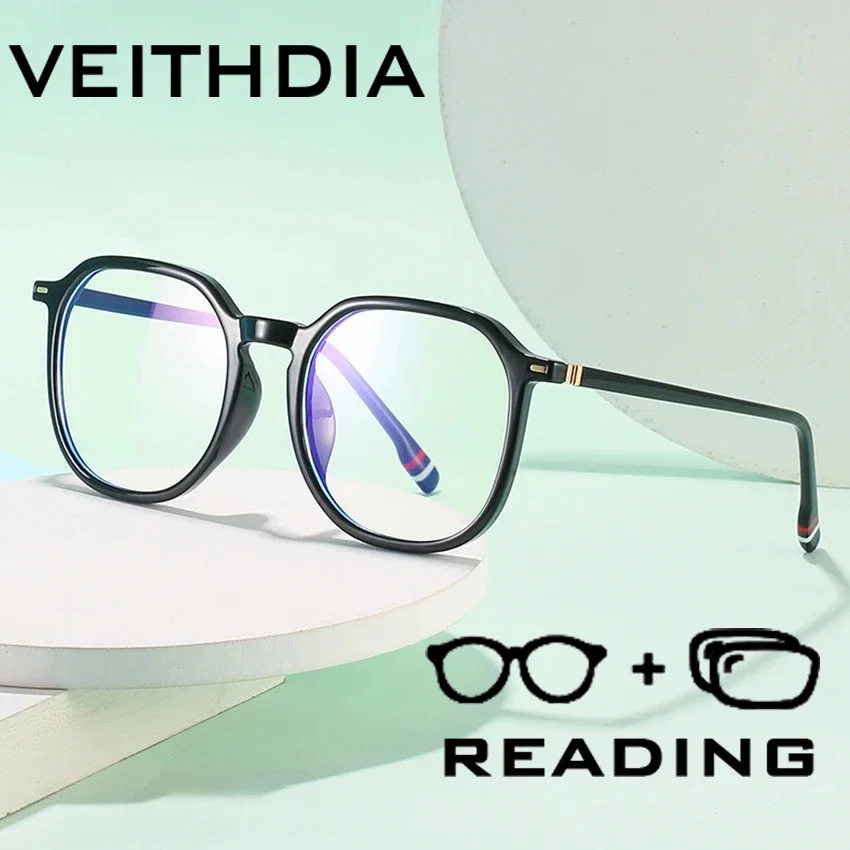 VEITHDIA New Arriva Reading Glasses Classic Square Anti Blue Ray Acetate Frame Polycarbonate Lens +1.00 +1.50 +2.00 +2.50 R55040