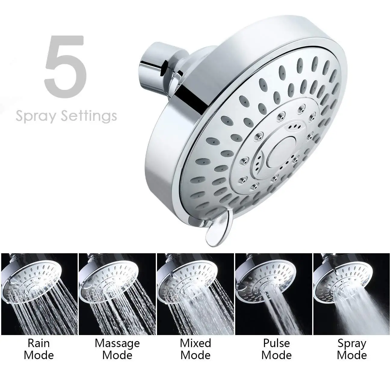 

Multifunctional Concealed Shower Head Top Spray 5-function Pressurized Shower