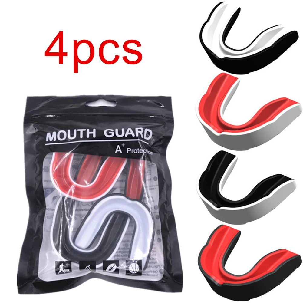 4Pcs Mouthguard Slim Fit For Adults Junior Mouth Guard Boxing, Basketball, Lacrosse, Football, MMA, Martial Arts All Sports