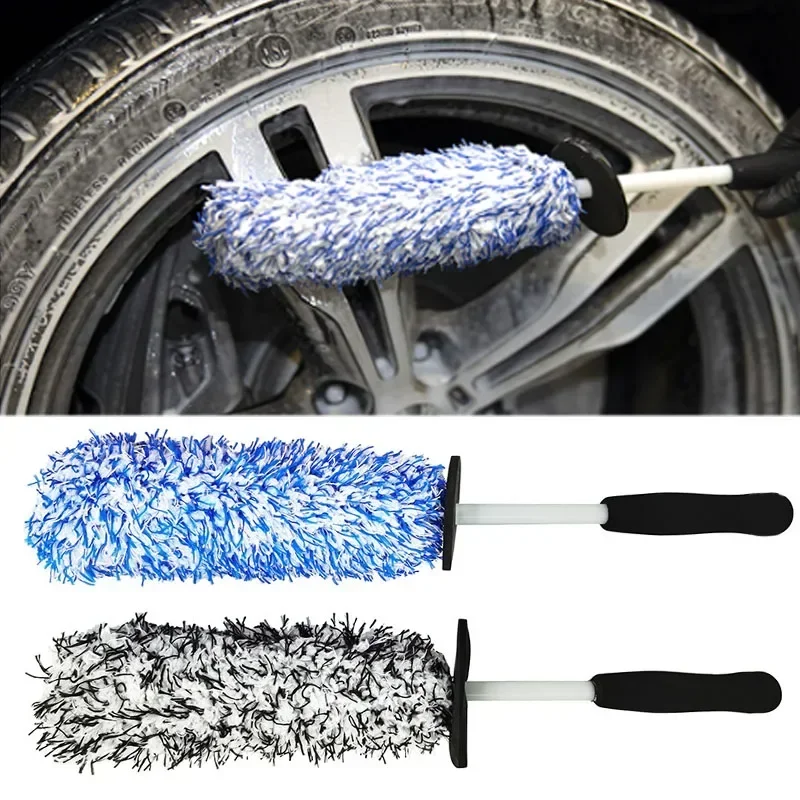 Car Wash Super Brush Microfiber Premium Wheels Brush Non-Slip Handle Easy To Cleaning Rims Spokes Wheel Barrel Car Accessories