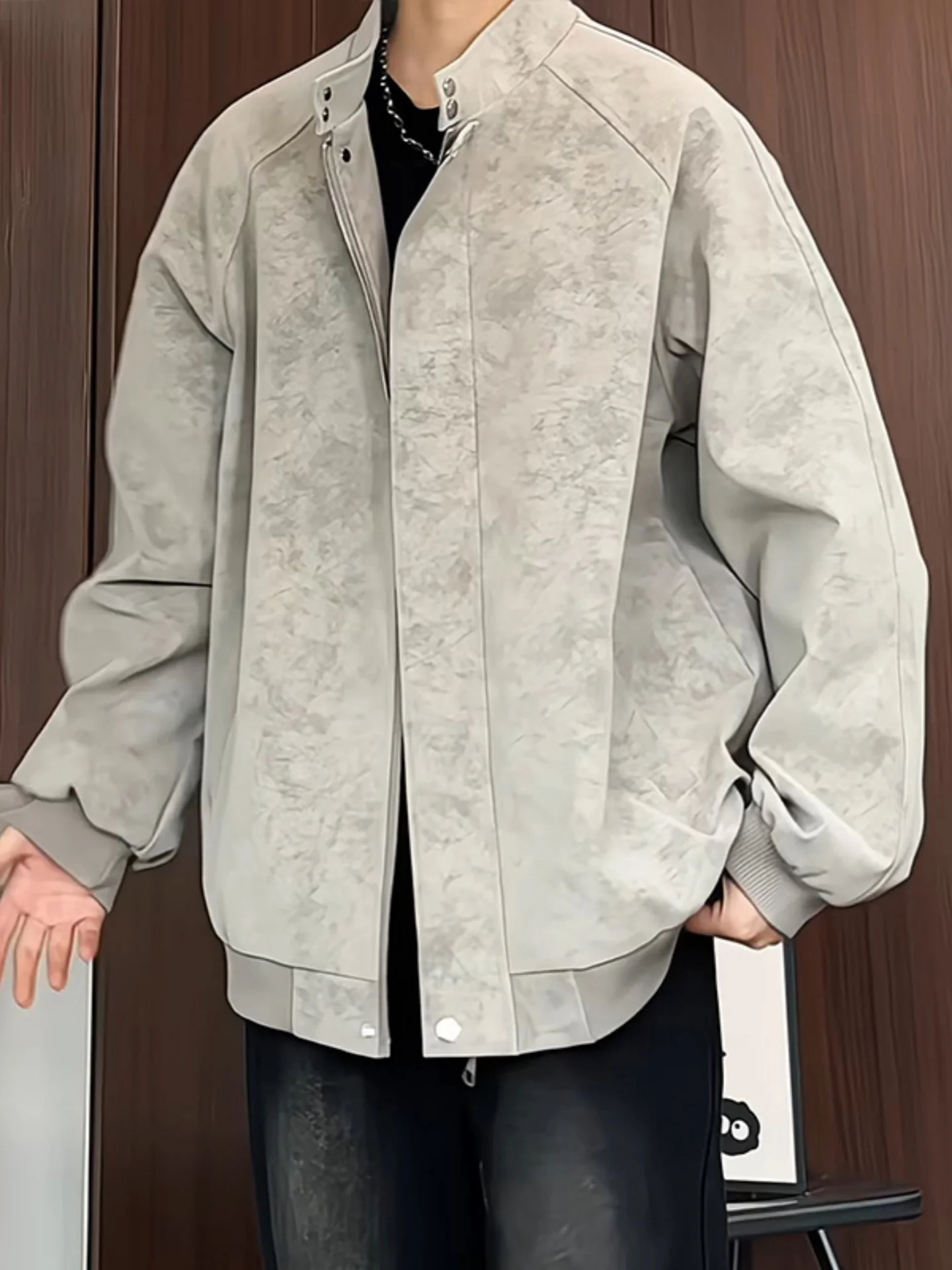 

Мужская куртка из матовой искусственной кожи в американском ретро-стиле, премиум-класса, с воротником-стойкой, мотоциклетная, весенняя, свободного кроя, модная