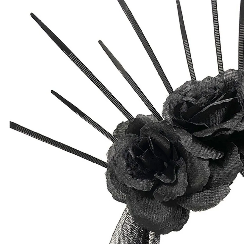 Ретро сетчатая повязка на голову на Хэллоуин со стразами, вуаль розы, повязка на голову, Корона, готическая повязка для волос невесты, декор на Хэллоуин