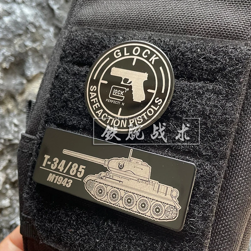 Metal Glock Patch Safe Action Pistols T-34/85 M1943 Combat Soviet Union Medium Tank  Tactical DIY Badge For Clothing Bag Sticker