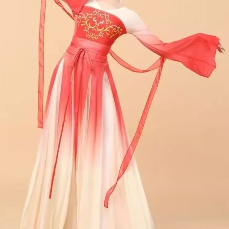 Trajes Hanfu clásicos de estilo chino para niños y niñas, Ropa de baile tradicional Yangko, paraguas de abanico, ropa de práctica de danza elegante