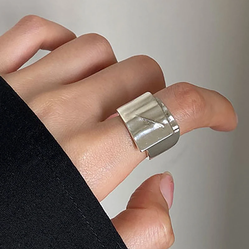 Foxanry Minimalist Silver Color Finger Rings per le donne coppia New Fashion Vintage Geometric Handmade Birthday Party Jewelry Gift