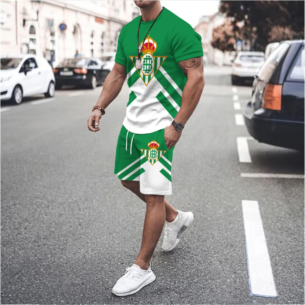 Real Betis Casual Luxury T-Shirt Shorts Set Tracksuit New 3D Printed Men Male 2 Pieces Fashion Outfit Man Clothing Jogging Suit