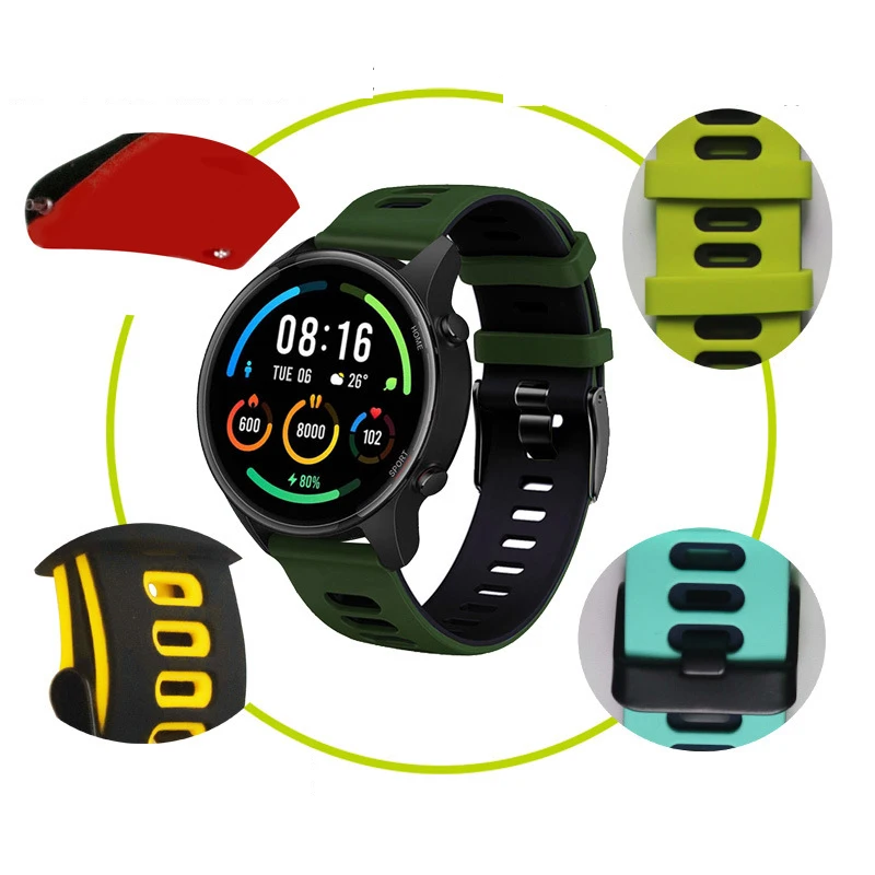 20mm/22mm Watch band For Amazfit bip 5/GTS 4/3/2/2e GTR 4/2/2E/3 Pro/Mini Silicone Bracelet correa strap for Galaxy Watch6/5 4