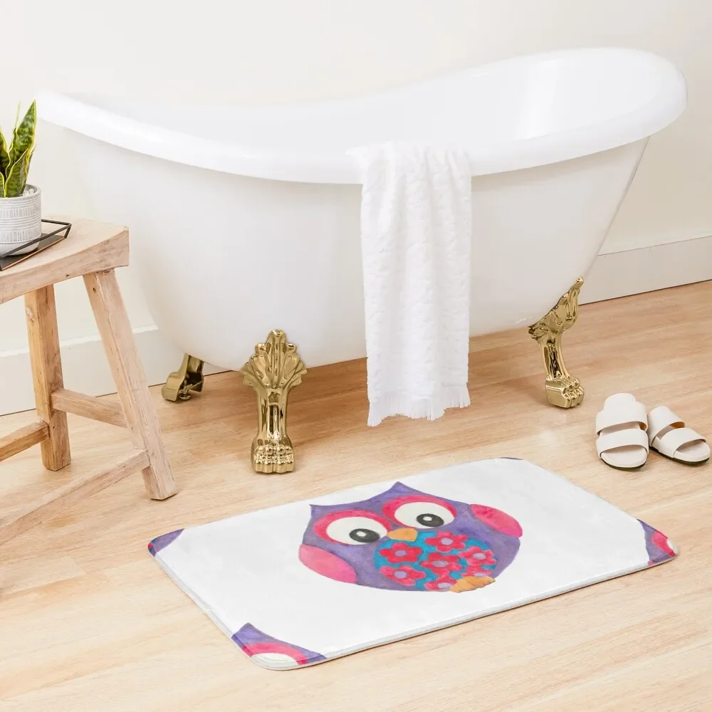 

Bella the cute purple owl Bath Mat For Bathroom And Toilet Non-Slip Shower DoorFor The Door Mat