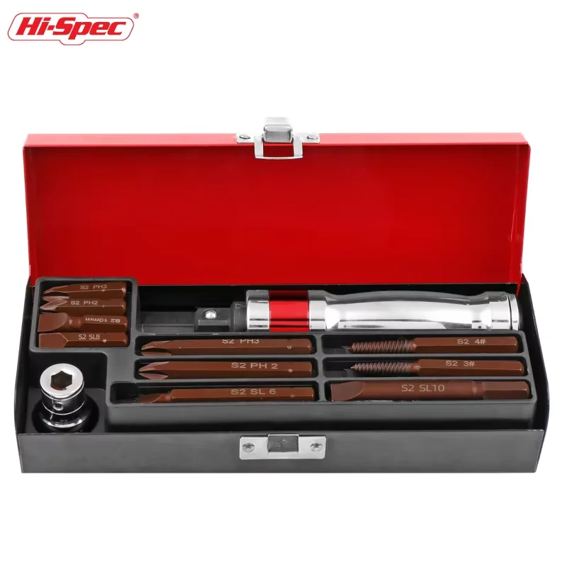 

Hi-spec Impact Screwdriver Set Multifunctional Heavy Duty Shock Screwdriver Bits Non-Slip Screw Extractor Repair Driver Set