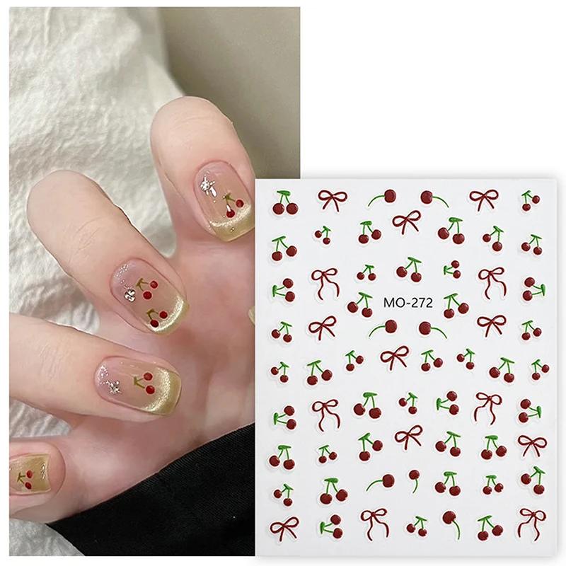 Lemon Cherry Strawberry DIY 5D Soft Embossed Relief Self Adhesive Nail Art Decorations Stickers Decal