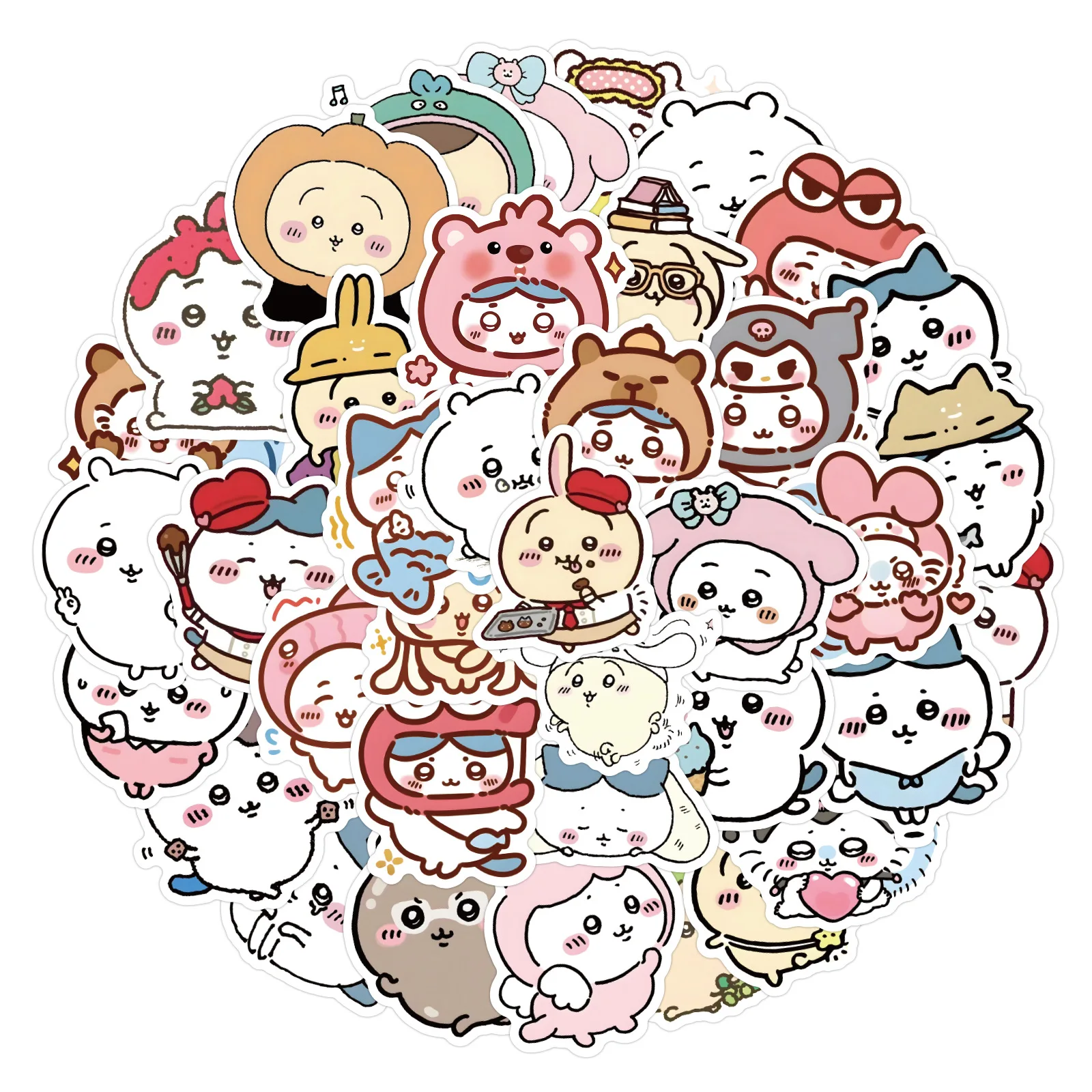 64PCS Cute Chiikawa Stickers Cartoon Laptop Phone Snowboard Luggage Fridge DIY Decal Graffiti Sticker Kid Toy Gift