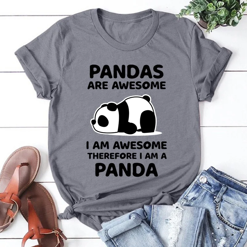 New Cute Pandas Printing T Shirt Fashion Women Summer Short-Sleeve Harajuku T-Shirt