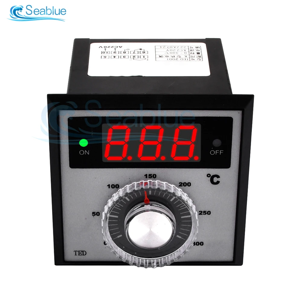 เทอร์โมมิเตอร์วัดอุณหภูมิสูงยุคเทด-2001 K-Type AC 220V อุณหภูมิดิจิตอล Tester Meter 0-300(℃) 1ชิ้น