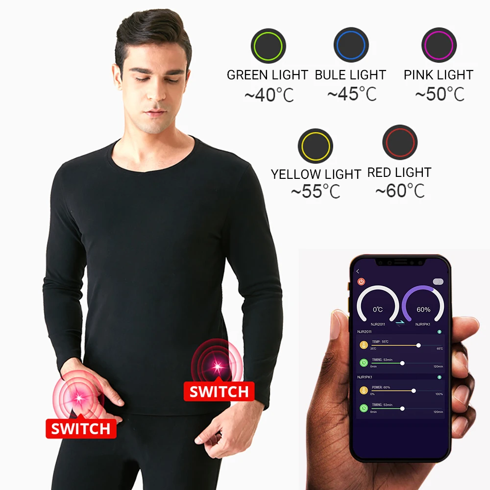 Electric Heated Fleece Lined Heated Clothing Men Heated Thermal Underwear Set Pants Women Winter Electric Heating Jacket Suit