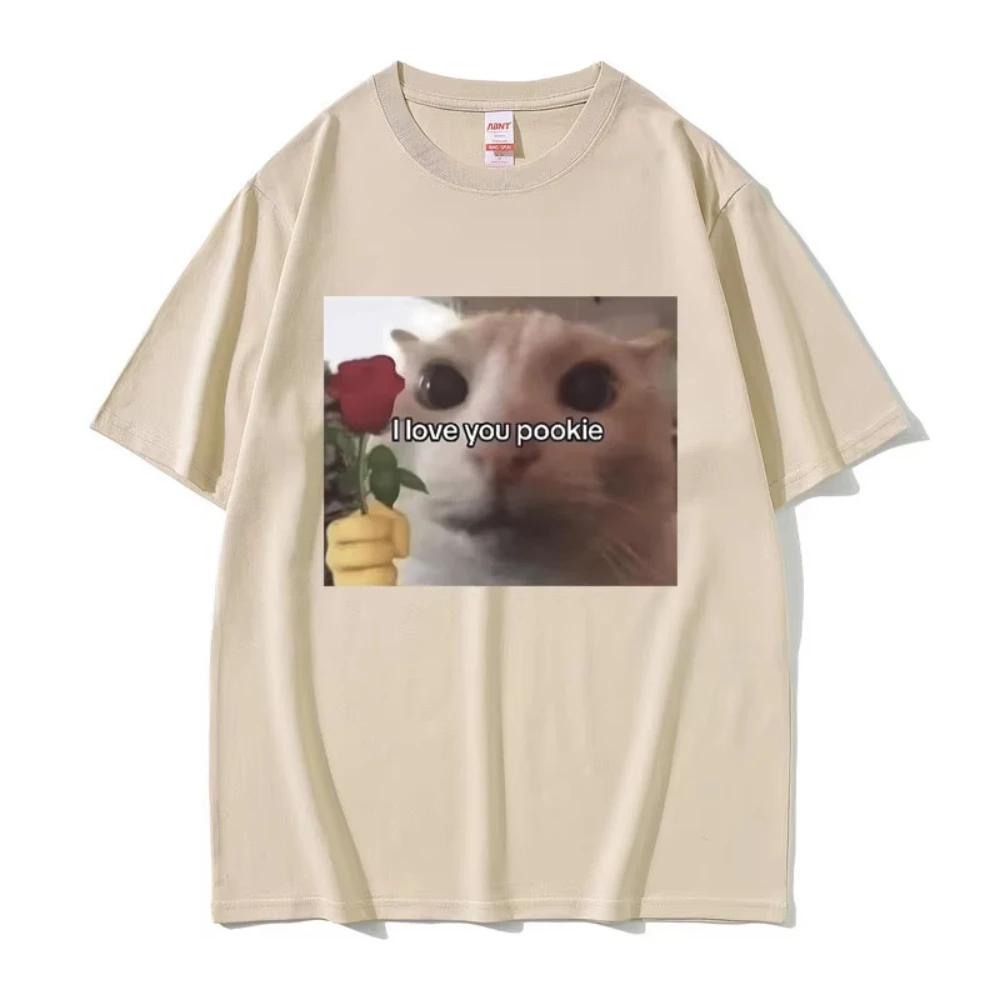 مضحك أنا أحبك Pookie القط الجرافيك طباعة تي شيرت الرجال النساء لطيف Kwaii نكتة الفكاهة ميمي تي شيرت الذكور عادية المتضخم التي شيرت #5