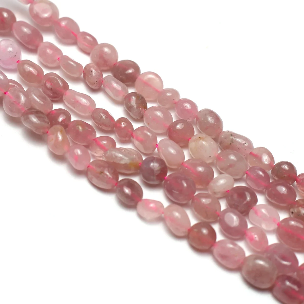 Natural Semi Precious Stone Madagascar Rose Quartz Irregular Oval Bead Jewelry Making DIY Necklace Bracelet Accessories Gift