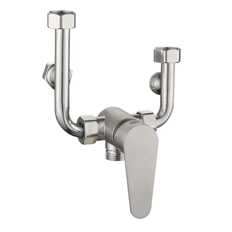A74E-Bathroom Faucet Fittings Electric Water Heater Mixing Valve 304 Stainless Steel Shower Hot Cold Water U-Valve Switch