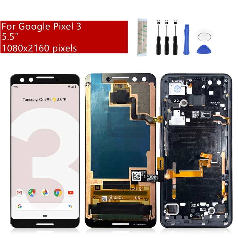 For Google Pixel 3 Lcd Display Touch Screen Digitizer Assembly For Pixel 3 Display With Frame Replacement Repair Parts 5.5\