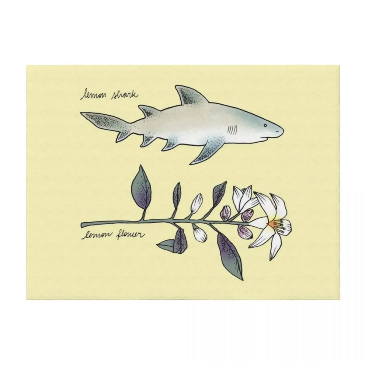 

Lemon shark Ink with Flower Throw Blanket Single Sofa anime Hairy Blankets