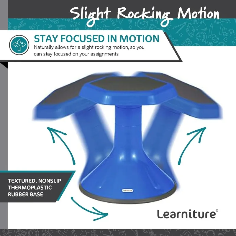 مقعد تعلم نشط بدون ظهر لمكاتب المكاتب والفصول الدراسية، كرسي متذبذب للتعلم النشط مع حركة هزازة، 18 بوصة ارتفاع، أسود #5