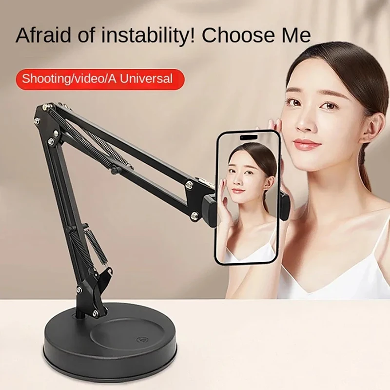 

1pc Weighted Base Desktop Phone Stand Food Shooting Live Streaming Stand Cantilever Overhead Shooting Stand