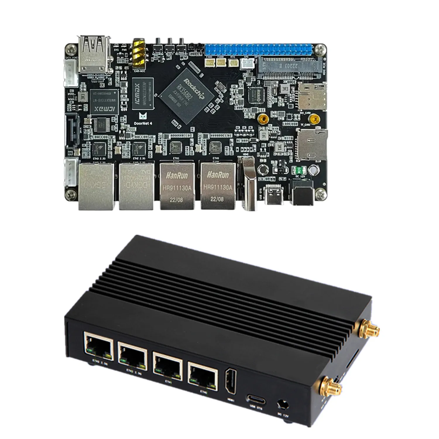 Thinkcore TP-2N Ram Rockchip RK3568 Single Board Computer Development Board With Metal Case Dual Gigabit Ethernet Run Android