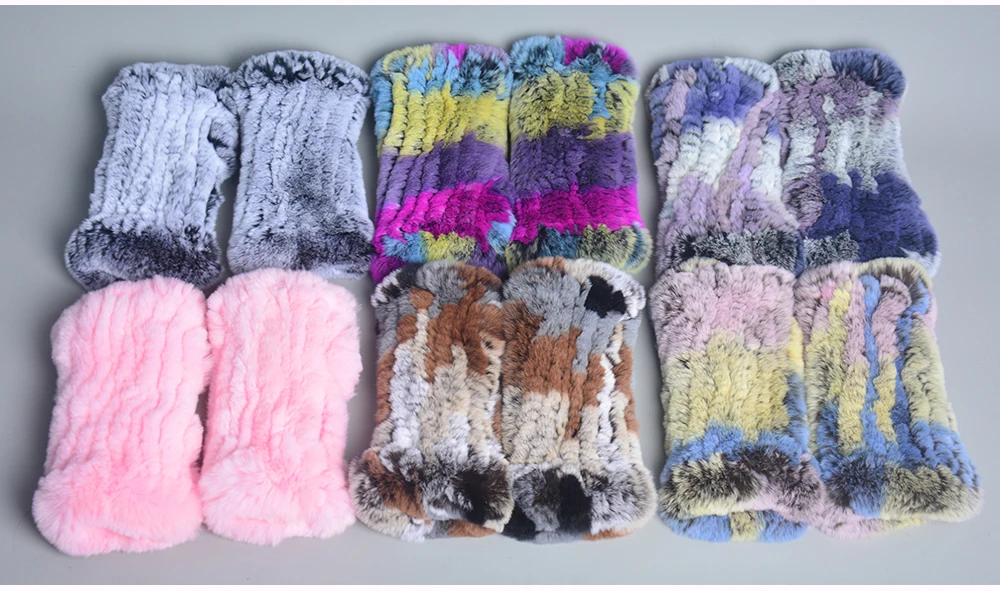 Lady Winter 100% Natural Real Rex Rabbit Fur Glove Women Soft Rex Rabbit Fur Glove Foashion Warm Knitted Genuine Fur Gloves