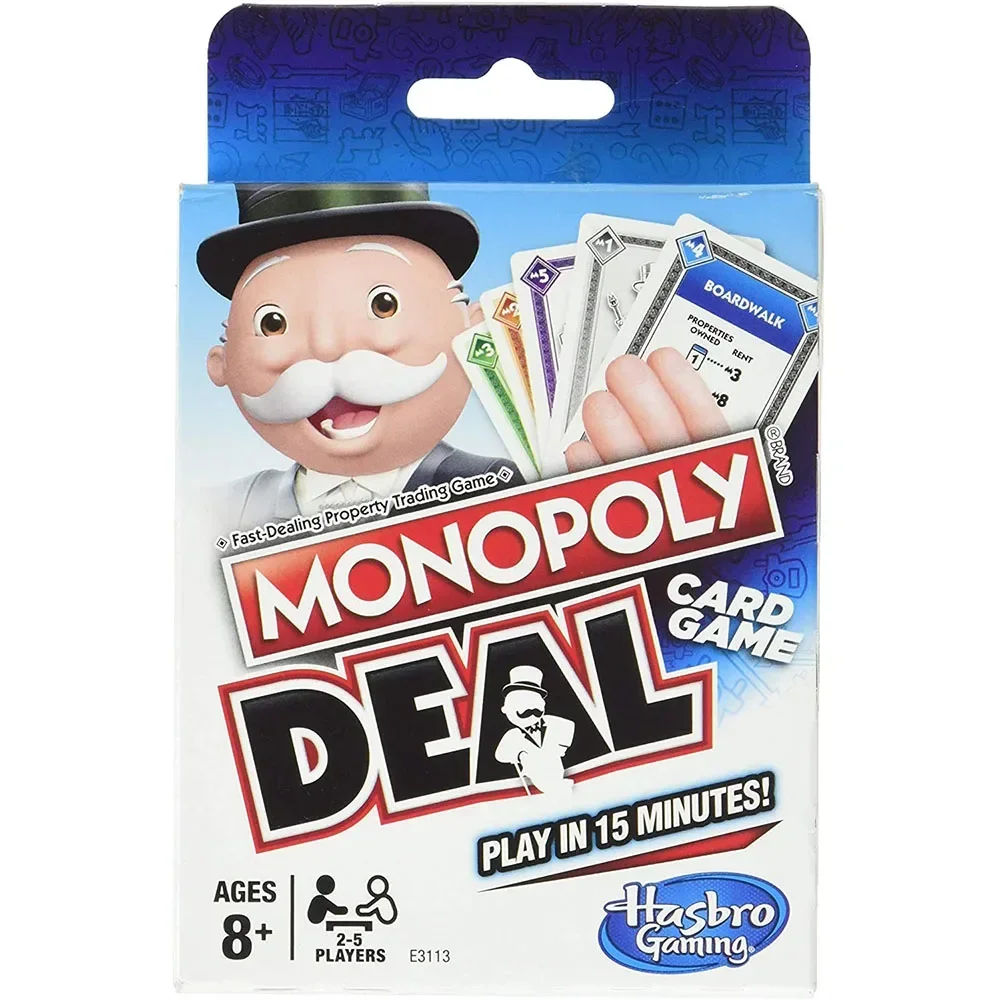 Hasbro Monopoly Deal Blue Box English Version Card Game Family Funny Entertainment Board Games Fun Poker Playing Cards Kids Toys