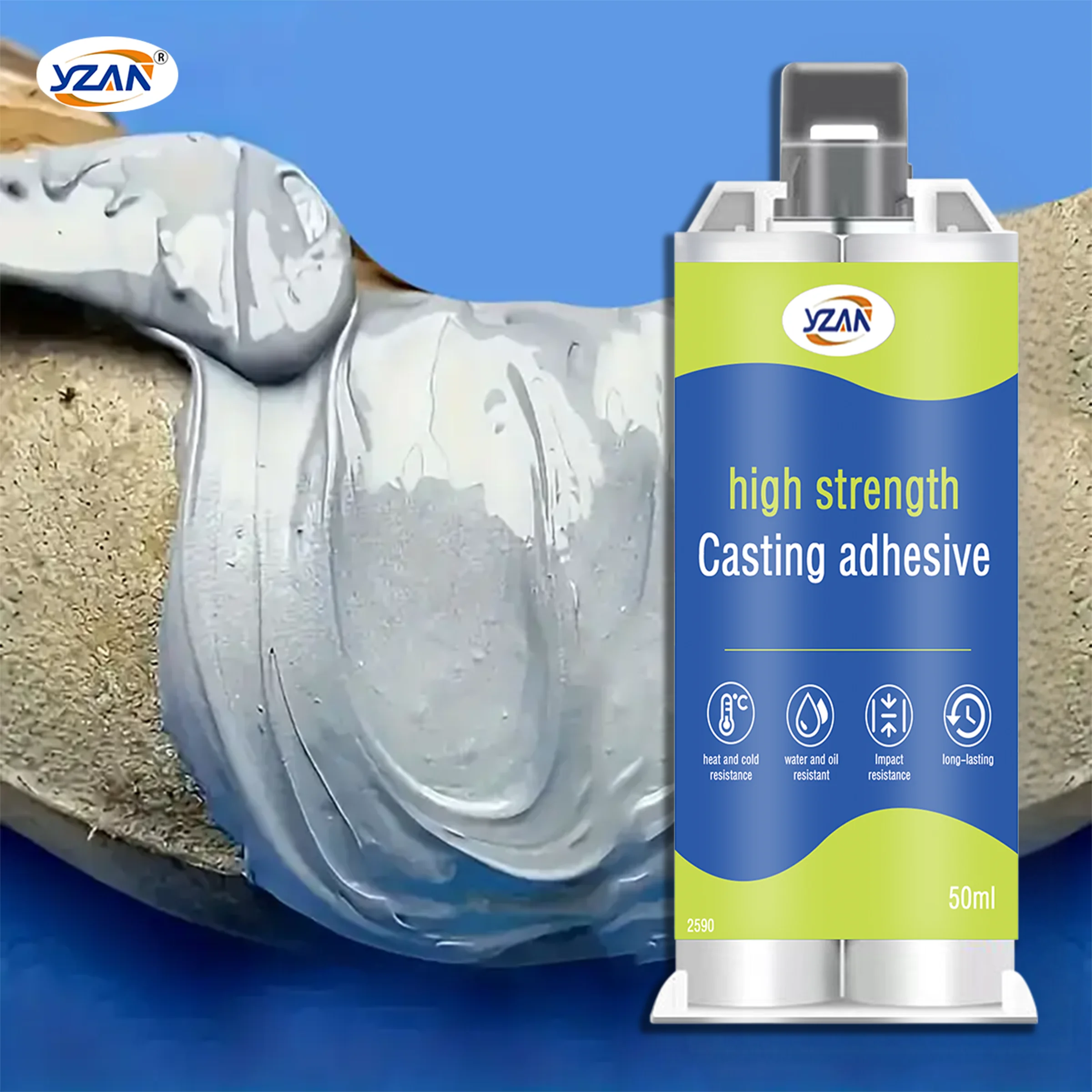 50ml Casting Adhesive Welding AB Strong Metal Repair Iron Casting Adhesive Filling Oil Tank Radiator High-Strength Magic Plastic Repair Casting Adhesive Epoxy Resin Includes mixing tools.