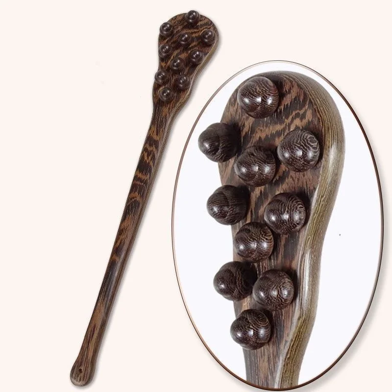 43.5CM Wenge Solid Wood Horse Whip Flogger with 10 Beads Training Spanker Crop Paddle for Riding Horse Spanking Equipment