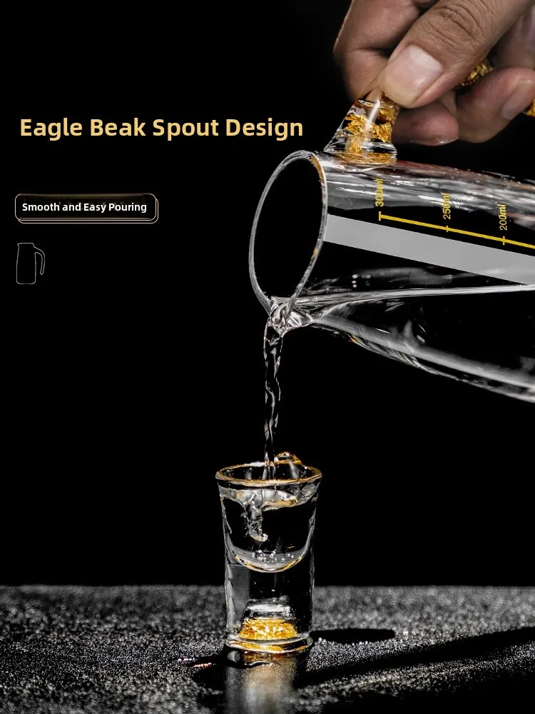 Chinese Style  Wood White Wine Cup Set with Crystal Gold Foil Dividing Pouring Cup Bullet Cup Drink Dish Home Gift view 5